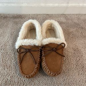 J. Crew Suede faux-shearling slippers SZ 8